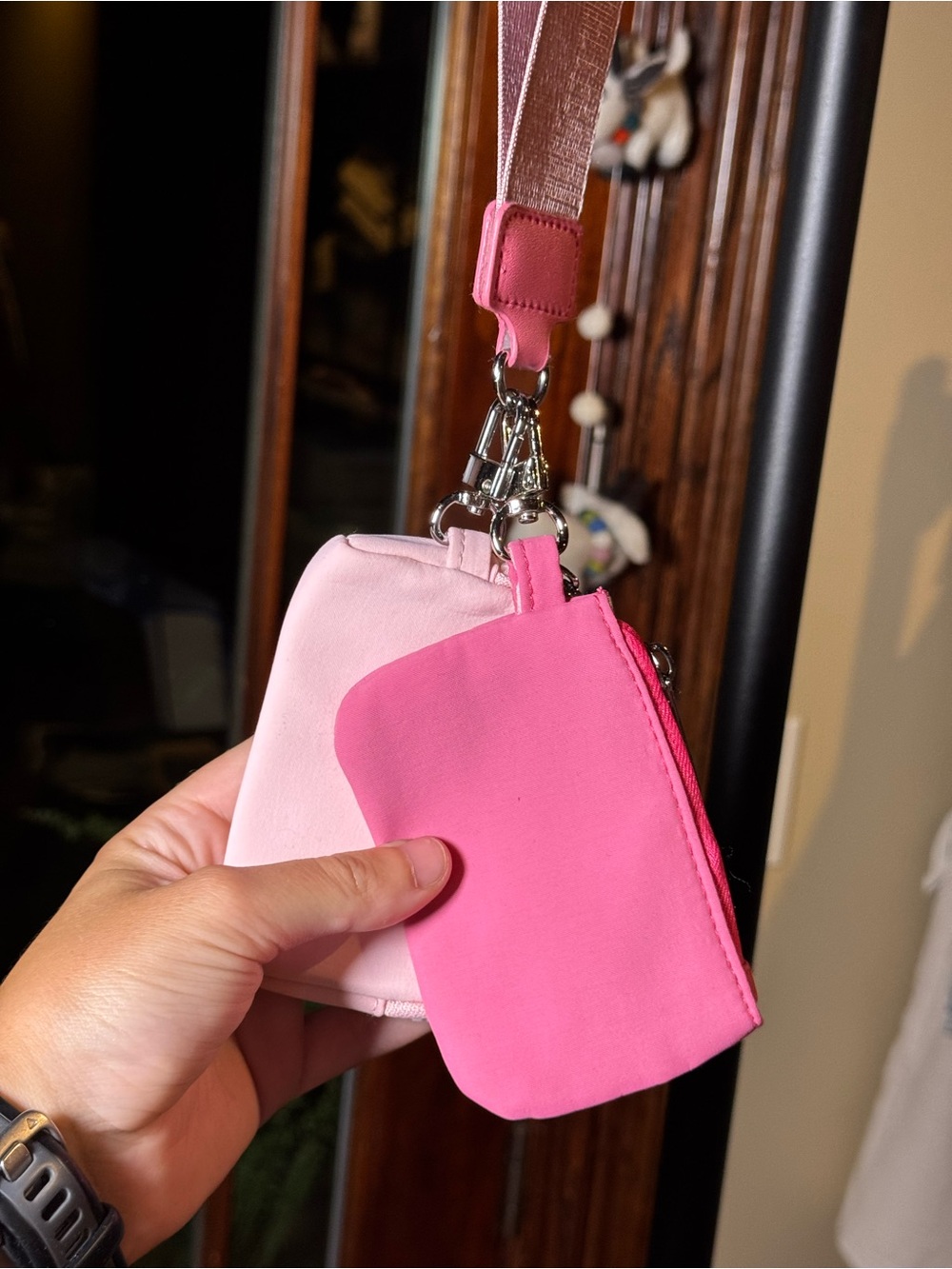 NEW Pink Dual Pouch Wristlet